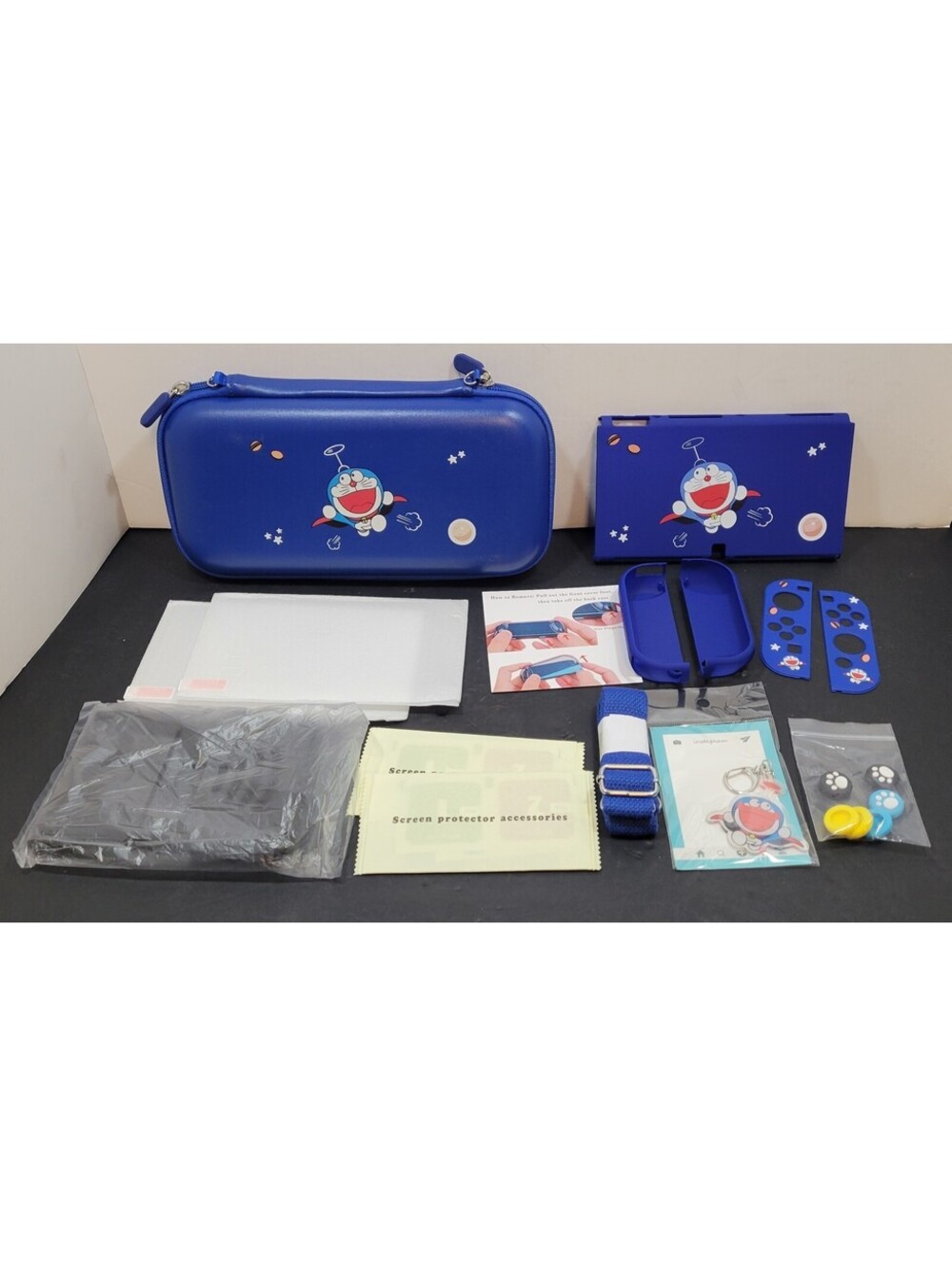 Doraemon Nintendo Switch Hard Cover Zip Case w/Strap & Accessories New/Open Box